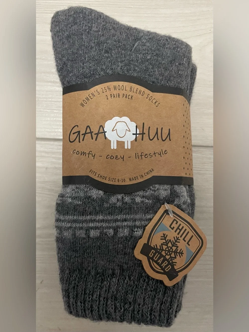 Gaa Huu Women's Gray Wool-Blend Cozy Socks 2 Pair Pack